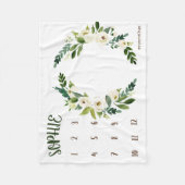 Growth tracker - Witte bloemen takken Milestone Fleece Deken (Voorkant)