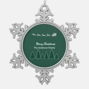 Grozomere slee familiegloed tin sneeuwvlok ornament