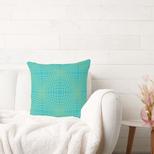Grren en Aqua Blue Abstract Pattern Pillow Kussen (Bank)