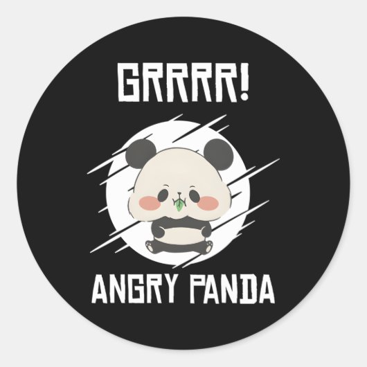 Grrr Angry Panda's Wild Panda Bamboo Ronde Sticker (Voorkant)