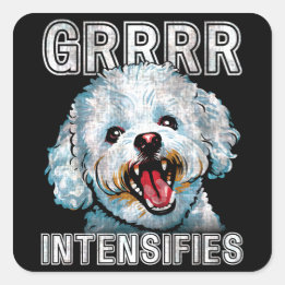 GRRRR intensiveert Funny Bichon Frise Dog Meme Vierkante Sticker