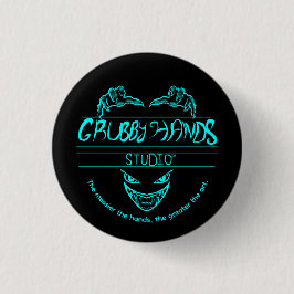 Grubby Hands Studio Logo + Motto Knop Speld Ronde Button 3,2 Cm