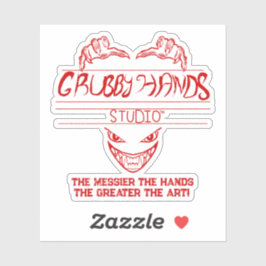 Grubby Hands Studio Logo + Motto Vinyl Sticker