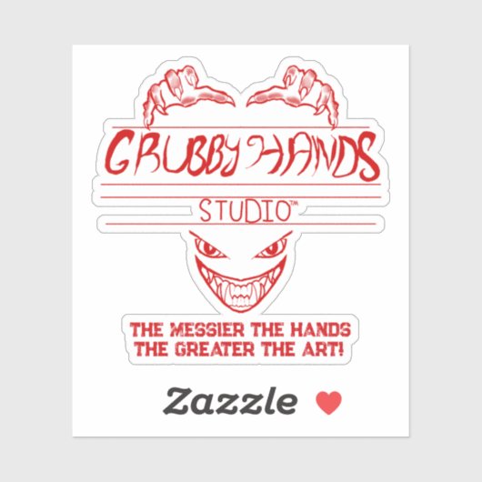 Grubby Hands Studio Logo + Motto Vinyl Sticker (Vel)