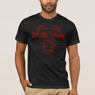 Grubby Hands Studio Rode Logo Zwarte T-shirt