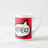 Grüezi. hallo in het Duits Schwiizerdütsch Porselein Kop (Rechts)