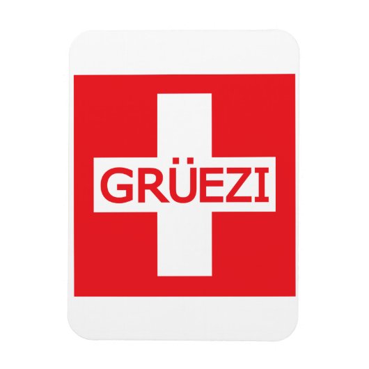 Gruezi Zwitserse vlag Magneet (Verticaal)