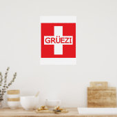 Gruezi Zwitserse vlag Poster (Keuken)