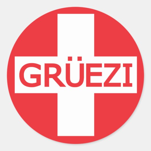 Gruezi Zwitserse vlag Ronde Sticker (Voorkant)