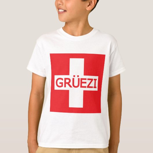 Gruezi Zwitserse vlag T-shirt (Voorkant)