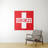 Gruezi Zwitserse vlag Wandkleed (In Situ (horizontaal))