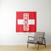 Gruezi Zwitserse vlag Wandkleed (In situ)