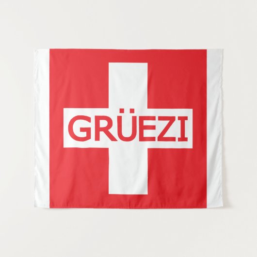 Gruezi Zwitserse vlag Wandkleed (Voorkant (horizontaal))