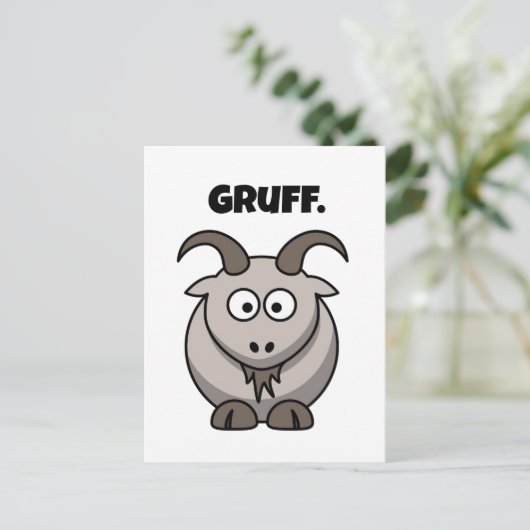Gruff Grey Goat Funny Fairy Tale Cartoon Briefkaart (Staand voorkant)