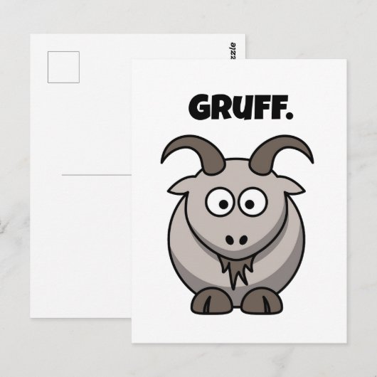 Gruff Grey Goat Funny Fairy Tale Cartoon Briefkaart (Voorkant / Achterkant)