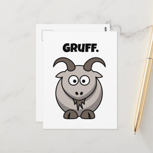 Gruff Grey Goat Funny Fairy Tale Cartoon Briefkaart (Voorkant / Achterkant in situ)