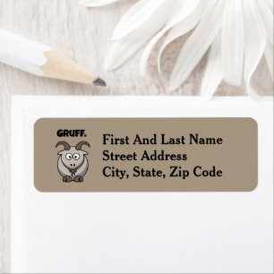 Gruff Grey Goat Funny Fairy Tale Cartoon Etiket
