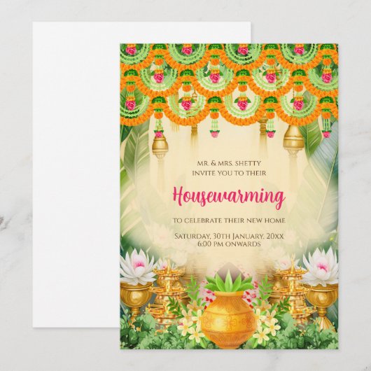 Gruhapravesam uitnodigen Indian Housewarming uitno Kaart (Voorkant / Achterkant)