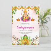 Gruhapravesam uitnodigen Indian Housewarming uitno Kaart (Staand voorkant)