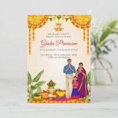 Gruhapravesh invitation & Gruhapravesam invite Kaart (Staand voorkant)