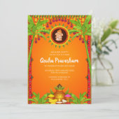 Gruhapravesham uitnodigen Indian Housewarming uitn Kaart (Staand voorkant)