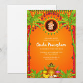 Gruhapravesham uitnodigen Indian Housewarming uitn Kaart (Voorkant / Achterkant)