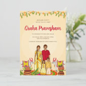 Gruhapravesham uitnodiging Digitale Indian Housewa (Staand voorkant)