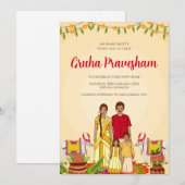 Gruhapravesham uitnodiging Digitale Indian Housewa (Voorkant / Achterkant)