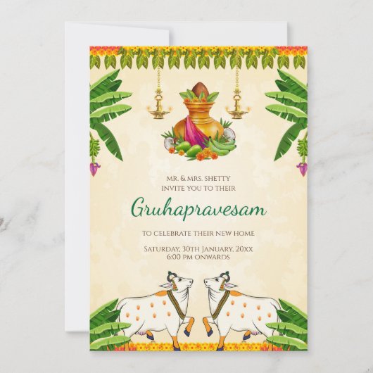 Gruhapravesham uitnodiging Digitale Indian Housewa (Voorkant)