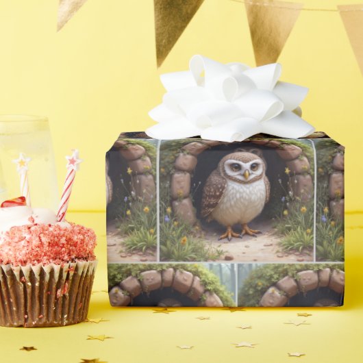Gruizende uilen in een grot cadeaupapier (Verjaardagsfeest)