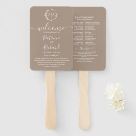 Grullo Terracotta Wedding Programme Hand Fan Handwaaier