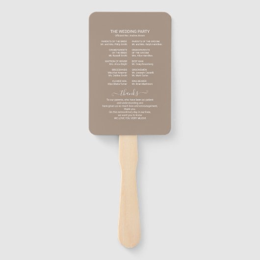 Grullo Terracotta Wedding Programme Hand Fan Handwaaier (Achterkant)