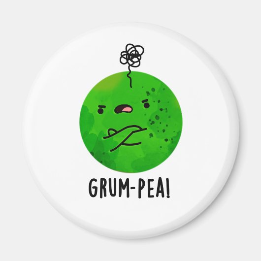 Grum-pea Funny Grumpy Pea Veggie Pun Magneet (Voorkant)