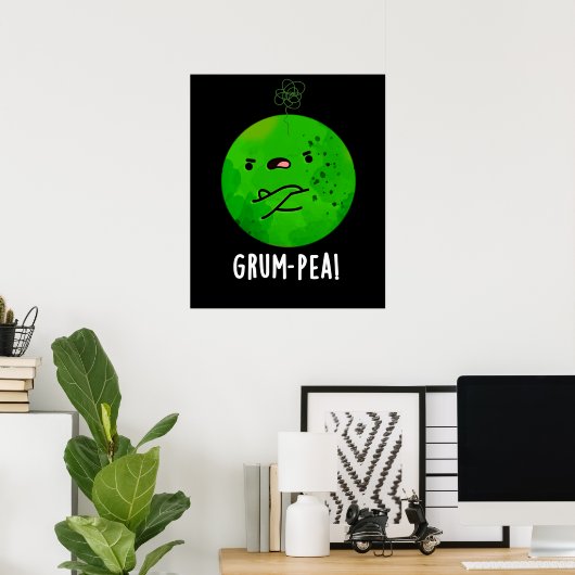 Grum-pea Grappige Veggie Pun Dark BG Poster (Thuiskantoor)
