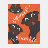 Grumble Black Pugs Fleece Blanket Oranje (Voorkant)