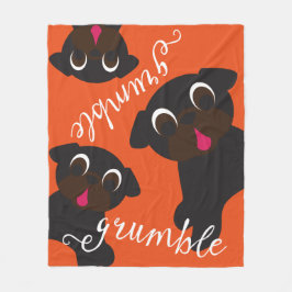 Grumble Black Pugs Fleece Blanket Oranje