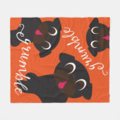 Grumble Black Pugs Fleece Blanket Oranje Deken (Voorkant (Horizontaal))