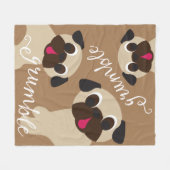 Grumble Fawn Pug Lt Brown Fleece Blanket Deken (Voorkant (Horizontaal))