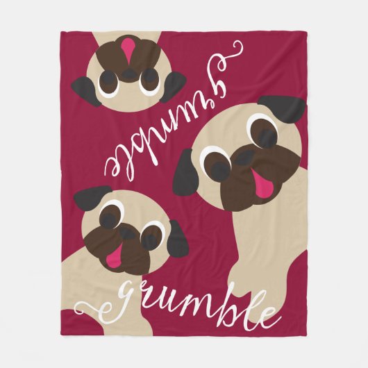 Grumble Fawn Pugs Fleece Blanket Deken (Voorkant)