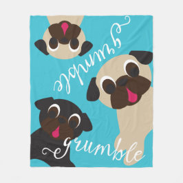 Grumble Pug Fleece Blanket