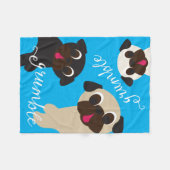 Grumble Pug Fleece Throw Blanket (Voorkant (Horizontaal))