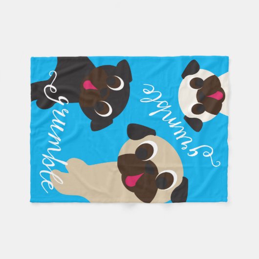 Grumble Pug Fleece Throw Blanket (Voorkant (Horizontaal))