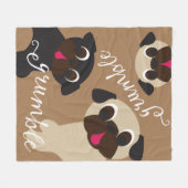 Grumble Pug Light Brown Fleece Blanket Deken (Voorkant (Horizontaal))