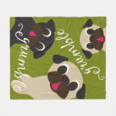Grumble Pug Light Moss Fleece Blanket (Voorkant (Horizontaal))