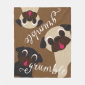 Grumble Pug Medium Brown Fleece Blanket Deken (Voorkant)