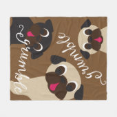 Grumble Pug Medium Brown Fleece Blanket Deken (Voorkant (Horizontaal))