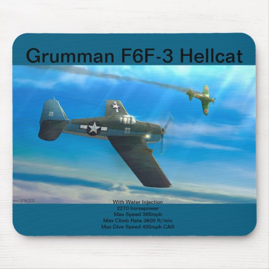 Grumman F6F-3 Hellcat mousepad Muismat (Voorkant)