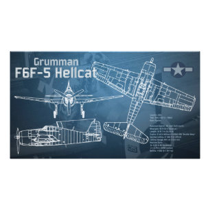 Grumman F6F Hellcat-blauwdruk Foto Afdruk