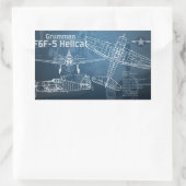 Grumman F6F Hellcat-blauwdruk Rechthoekige Sticker (Tas)
