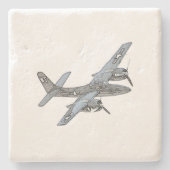 Grumman F7F Tigercat Illustratie Stenen Onderzetter (Voorkant)